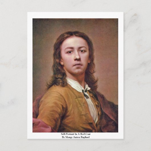Zelfportret in een rode munt door Mengs Anton Raph Briefkaart (Voorkant)