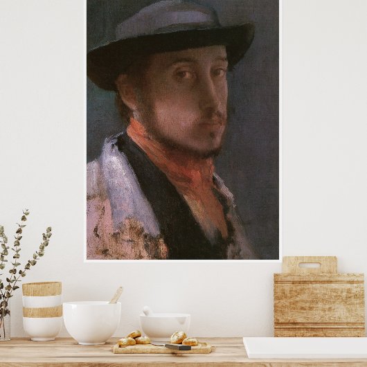 Zelfportret in een zacht Pet, Edgar Degas 1857 Poster (Keuken)