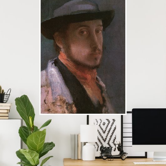 Zelfportret in een zacht Pet, Edgar Degas 1857 Poster (Thuiskantoor)