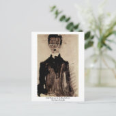 Zelfportret in een zwarte Robe van Egon Schiele Briefkaart (Staand voorkant)