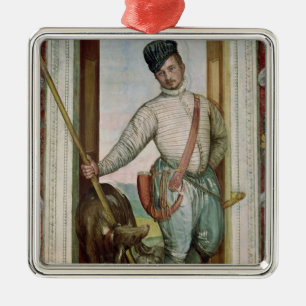 Zelfportret in jachtkostuum, 1562 metalen ornament