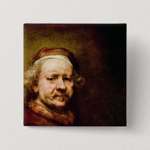 Zelfportret in op 63-jarige leeftijd 1669 vierkante button 5,1 cm
