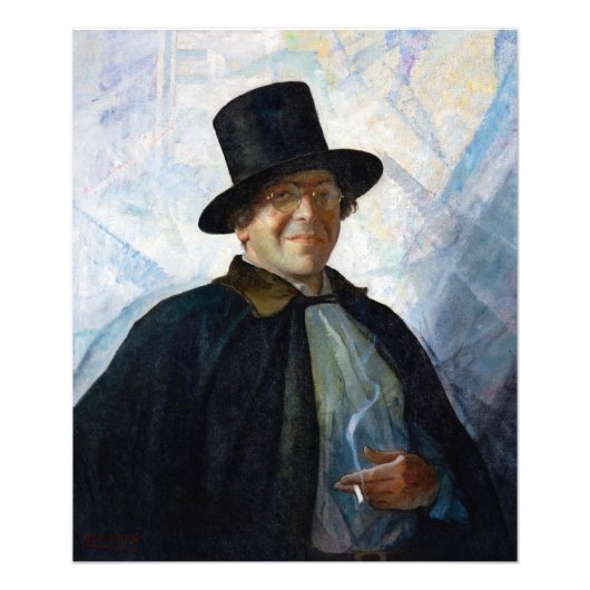 Zelfportret in Top Hat en Cape door N.C. Wyeth Foto Afdruk (Voorkant)