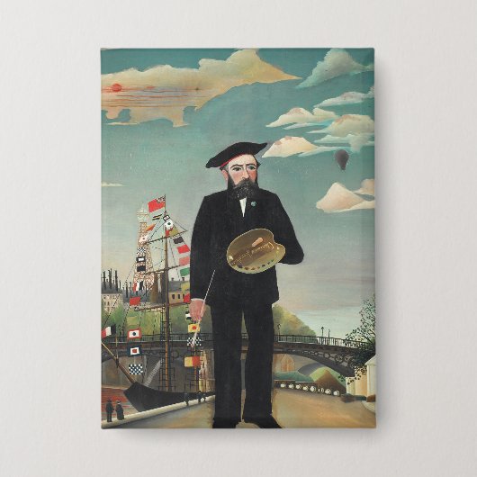 Zelfportret – Landschap, Henri Rousseau 1890 Button (Voorkant)