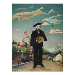 Zelfportret – Landschap, Henri Rousseau 1890 Perfect Poster