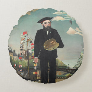 Zelfportret – Landschap, Henri Rousseau 1890 Rond Kussen