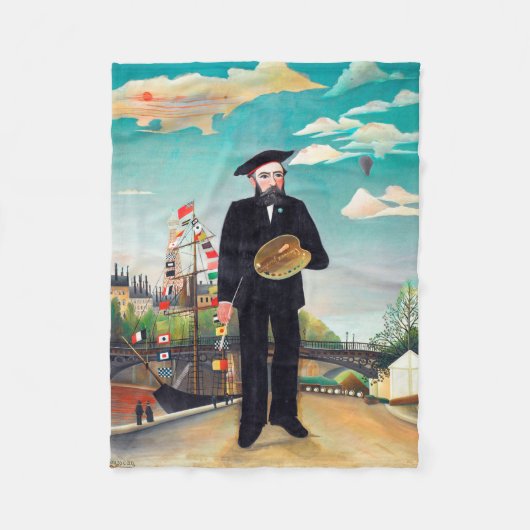 Zelfportret, landschap, Rousseau Fleece Deken (Voorkant)