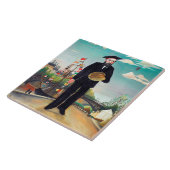 Zelfportret, landschap, Rousseau Tegeltje (Zijkant)