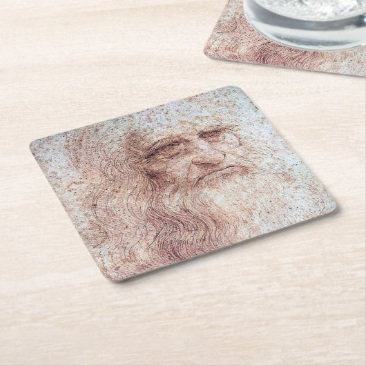 Zelfportret, Leonardo da Vinci Kartonnen Onderzetters (Schuin)