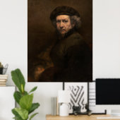 Zelfportret met Beret door Rembrandt Poster (Thuiskantoor)