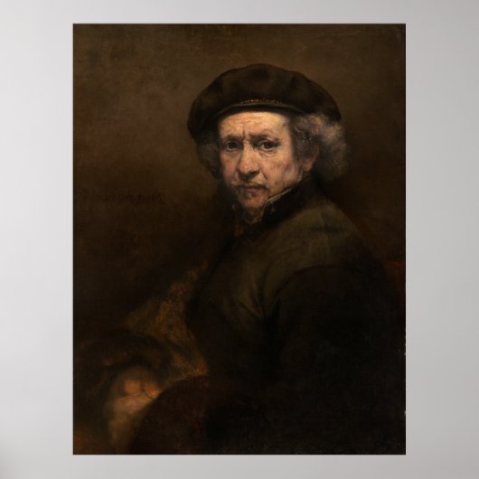 Zelfportret met Beret door Rembrandt Poster (Voorkant)