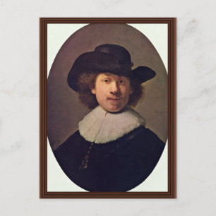 Zelfportret met brede wakker heeft [1]. Door Rembr Briefkaart