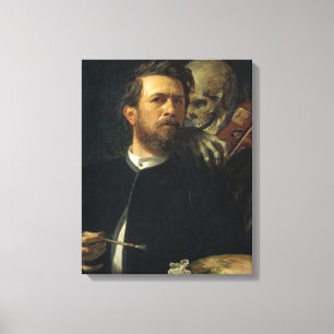 Zelfportret met de Dood als vedelaar Canvas Afdruk