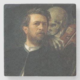 Zelfportret met de dood als violist (door Böcklin) Stenen Onderzetter