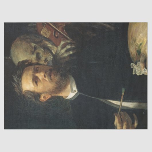Zelfportret met de dood als violist (door Böcklin) Tissuepapier (Voorkant)