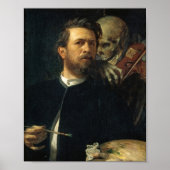 Zelfportret met de dood | Arnold Böcklin Poster (Voorkant)