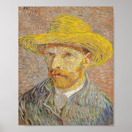 Zelfportret met een Pet van rietje (1887) Poster (Voorkant)