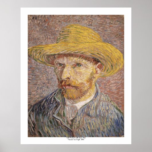 Zelfportret met een rietje Pet van Vincent van Gog Poster (Voorkant)