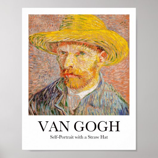 Zelfportret met een rietje Pet van Vincent van Gog Poster (Voorkant)