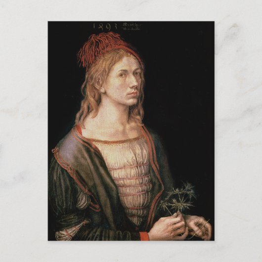 Zelfportret met een Thistle, 1493 Briefkaart (Voorkant)