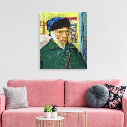 Zelfportret met gebandatuurd oor | Van Gogh | Canvas Afdruk (Insitu (Woonkamer))