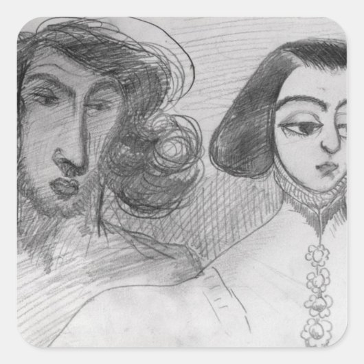 Zelfportret met George Sand Vierkante Sticker (Voorkant)