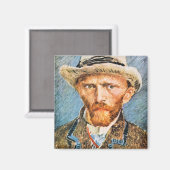 Zelfportret met grijs vilt pet van Van Gogh Magneet (Voorkant / Achterkant)