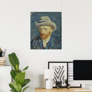 Zelfportret met grijze vilt hoed van Vincent van G Poster