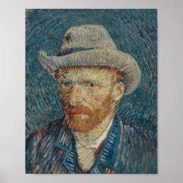 Zelfportret met grijze vilten hoed van Vincent van Poster
