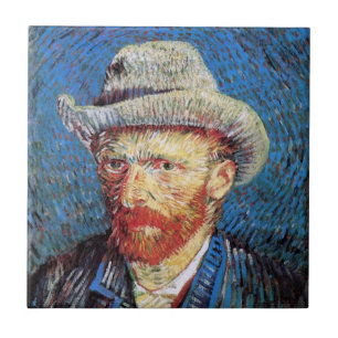 Zelfportret met grijze vilthoed van Vincent Van Go Tegeltje