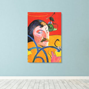 Zelfportret met halo en slang canvas afdruk