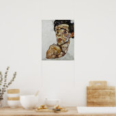 Zelfportret met kale schouder, door Schiele Poster (Keuken)