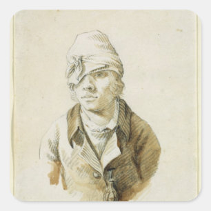 Zelfportret met Pet- en oogpleister Vierkante Sticker
