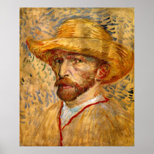 Zelfportret met Pet van rietje, Vincent Van Gogh Poster