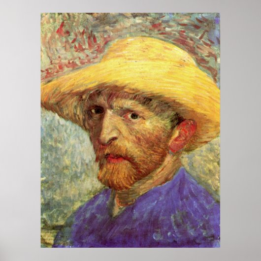 Zelfportret met Pet van stro door Vincent van Gogh Poster (Voorkant)