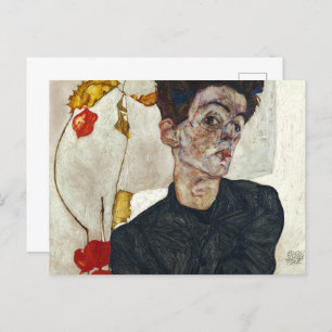 Zelfportret met Physalis   Egon Schiele   Briefkaart