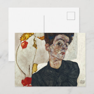 Zelfportret met Physalis Egon Schiele Briefkaart