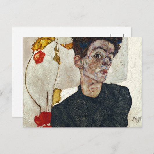 Zelfportret met Physalis | Egon Schiele | Briefkaart (Voorkant / Achterkant)