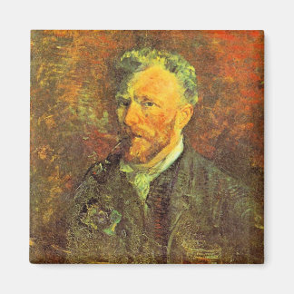 Zelfportret, met pijp, aan tafel van Van Gogh Magneet