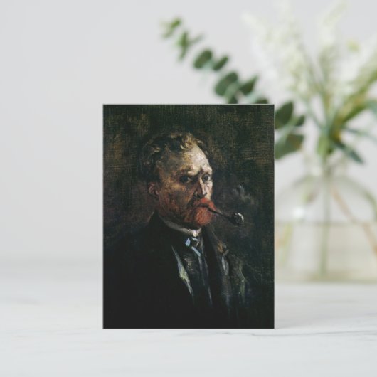 Zelfportret met pijp, Van Gogh Fine Art Briefkaart (Staand voorkant)