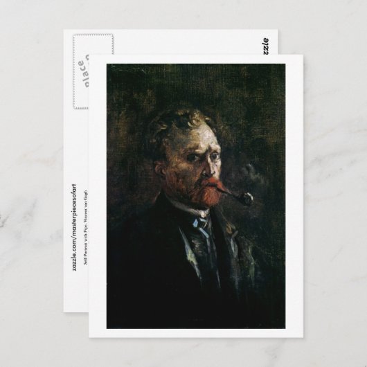 Zelfportret met pijp, Van Gogh Fine Art Briefkaart (Voorkant / Achterkant)