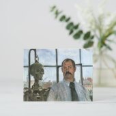 Zelfportret met skelet door Lovis Corinth Briefkaart (Staand voorkant)