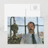 Zelfportret met skelet door Lovis Corinth Briefkaart (Voorkant / Achterkant)