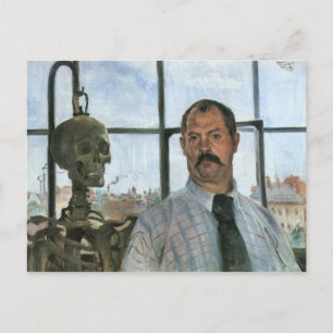 Zelfportret met skelet door Lovis Corinth Briefkaart
