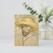 Zelfportret met stro Pet Van Gogh Fine Art Briefkaart (Staand voorkant)