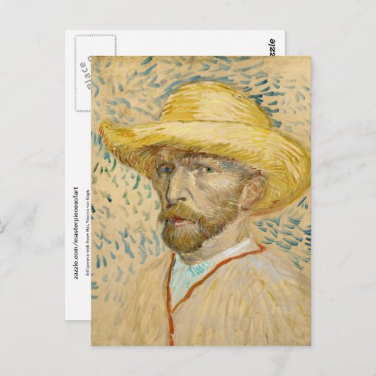 Zelfportret met stro Pet Van Gogh Fine Art Briefkaart (Voorkant / Achterkant)