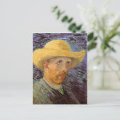 Zelfportret met stro Pet Van Gogh Fine Art Briefkaart (Staand voorkant)