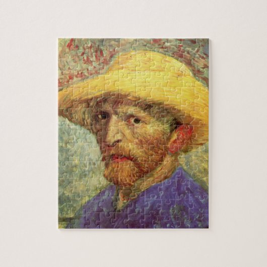Zelfportret met strohoed van Vincent van Gogh Legpuzzel (Verticaal)