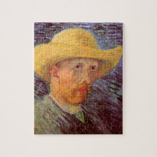 Zelfportret met strohoed van Vincent van Gogh Legpuzzel