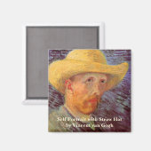 Zelfportret met strohoed van Vincent van Gogh Magneet (Voorkant / Achterkant)